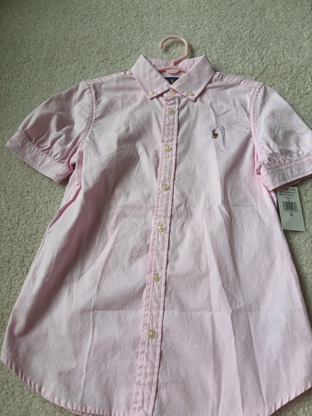 Ralph Lauren Light Pink Short-Sleeve Button-Down Shirt